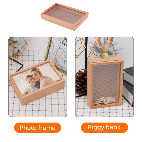 Boîtes Frame photo Économie d'argent Boîte unisexe INSERT INSERT IMAGE JAR Piggy Bank for Housemands Wedding Travel Travel Home Storage Decoration