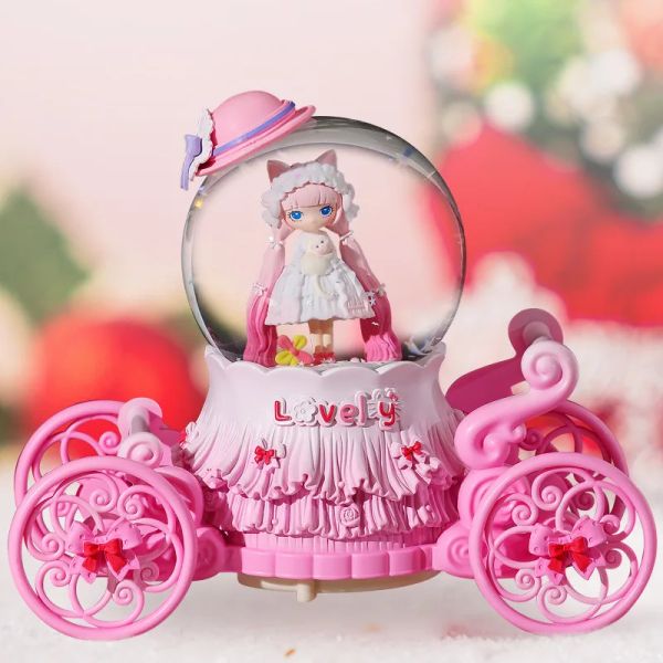 Boîtes princesse lolita dessin animé Carriage Crystal Ball Music Box Octopus Box Snowy Light Toy Festival Gift Wholesale