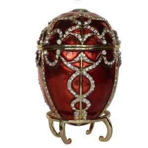 Boîtes Boîte à bibelots en forme d'œuf rouge, boîte à bijoux en forme d'œuf de Pâques, cadeaux de collection artisanaux russes