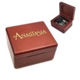 Boîtes Red Wooden Anastasia Princess Music Box Once Upon a Decem Song Golden Stamping Gift For Lovers Kids Birthday Metter Decoration