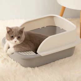 Dozen semi -geëliceerde zandbak katten toilet plastic holle splashbestendige konijnen kitten potje goederen voor katten huisbenodigdheden met kattenschraper