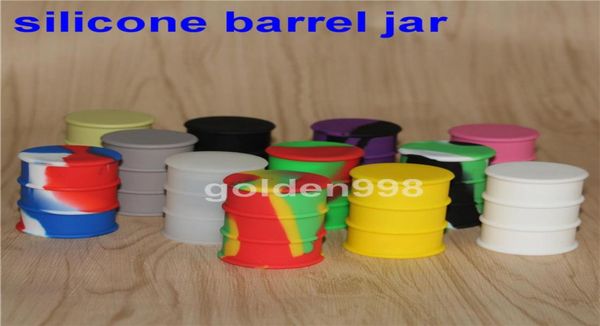 boîtes conteneurs de baril d'huile de silicone pots dab vaporisateur de cire récipient en forme de tambour en caoutchouc 26 ml grand outil de dabber d'herbes sèches en silicium FD4545573