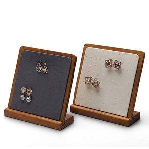 Boîtes de présentation de boucles d'oreilles en bois massif, accessoires de fenêtre, présentoir de bijoux, boucles d'oreilles placées, support de rangement, présentoir vertical