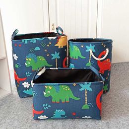 Almacenamiento de cajas# Cesta de almacenamiento de dinosaurio Cesta de lavandería plegable Ropa de juguete Almacenamiento Caja de almacenamiento de almacenamiento para la guardería para el dormitorio del baño Y2405205WBU