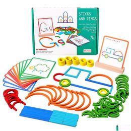 Boîtes stockage en bois créatifs et anneaux de puzzle Game d'intelligence Montessori Petite enfants