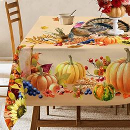 Dozen Thanksgiving Autumn Harvest Pumpkins en Turkije Decoraties Wedding Vakantietafel Cover Party Dinner Decor Waterdicht tafelkleed