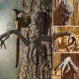 Boîtes d'arbre Bark visage Halloween Outdoor Garden Statue Face fantôme Sculpture Décor Horreur Tree Demon Décoration Hauted House