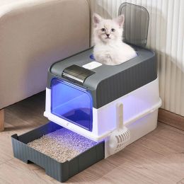 Cajas Lavabo para arena para gatos tipo cajón UV Totalmente cerrado y esterilizado Inodoro para gatos de gran tamaño Productos cerrados para mascotas