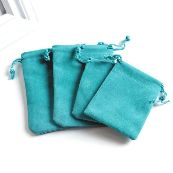 Boîtes en gros de 100pcs / lot Lake Lac Blue Velvet Gift Sac Petit cordon de bijoux Sachets favori