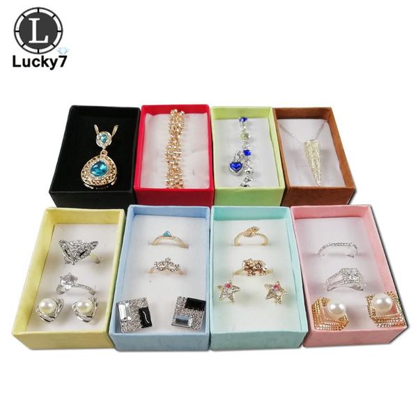Boîtes en gros couleurs assorties ensembles de bijoux boîte d'affichage collier boucles d'oreilles boîte à bagues 5*8*2.5 cm emballage boîte-cadeau mélangé 24 pcs/lot