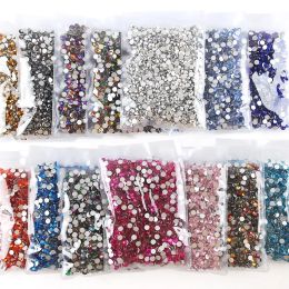 Boîtes de strass en vrac pour vêtements, bricolage, dos plat, diamant, décorations d'ongles, cristaux Ab scintillants, pierre d'art pour le visage, vente en gros