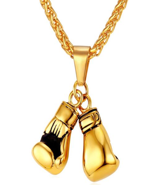 Boxing Glove Pendant Men Collier Gold Couleur en acier inoxydable Chaîne Hip Hop Fashion Sport Fitness Bijoux Wharslae Dropship8139717