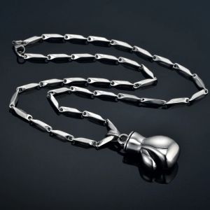 Gant de boxe pendentifs colliers cadeau masculin collier pour hommes couleur argent 14k or blanc collier chaînes pour hommes/femmes bijoux sportifs