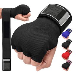 Gants intérieurs de boxe avec demi-doigt en gel pour Muay Thai MMA Kickboxing Arts martiaux Punching Speed Bag Training 240226