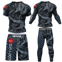 Boxeo mma pantalones cortos jiu jitsu sets de pantalones de camiseta Rashguard bjj para hombres de cuerpo completo