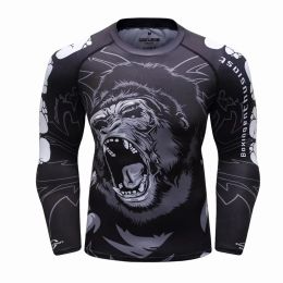 Boxing PK MMA Men Rashguard Jiu Jitsu BJJ T-shirts Long Manchet Fitness Muay Thai Boxing Sports Sweater Rash Guard Jersey