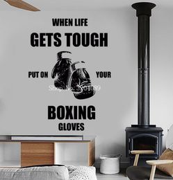 Boxing Quotes Vinyl Selfadhesive Wall Stickers Decoration Home Lorsque la vie devient difficile sur vos gants de boxe ONGED4850595