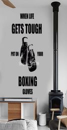 Boxing Quotes Vinyl Selfadhesive Wall Stickers Home Decoration Quand la vie devient difficile sur vos gants de boxe ONCIQUE CONDION3677731