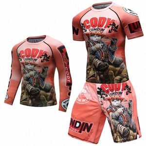 Ensemble de boxe Compri Jersey Pantalon 3D orang-outan Impression Rguard KickBoxing T-shirts serrés Pantalon Muay Thai MMA Fightwear s4Vy #
