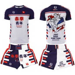 Boîtres de boxe Les femmes pour femmes combattent des maillots de kickboxing bjj rashguard jiujitsu arts martiaux Tiger muay thai short mma t shirt set