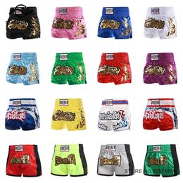 Boxing Shorts para mujer Satin Muay Men Thai Kids Kickboxing Pantalones de entrenamiento profesional Combate Combate Grappling Fight Wear 240408