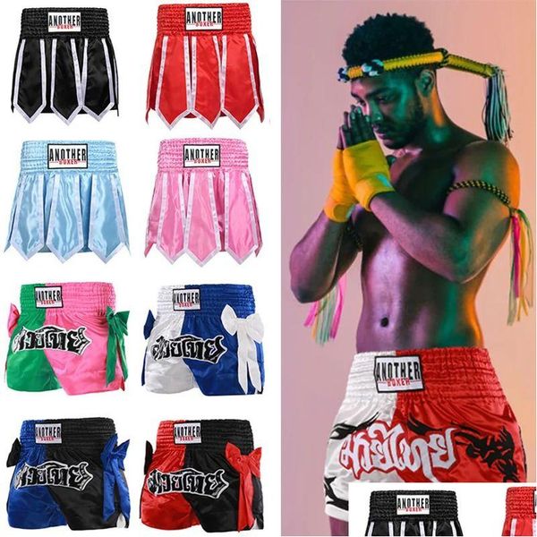 Short de boxe short de boxe hommes femmes enfants Anti-friction haute élasticité respirant Muay Thai Kickboxing Mma Sanda pantalon d'entraînement 2401 Dhimz