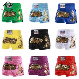 Boxers de boxe Muay Thai Fight Shorts Respirant Kick Pantalons Femmes Hommes Enfants MMA Formation Compétition Jeu Sanda Grappling Vêtements 230824