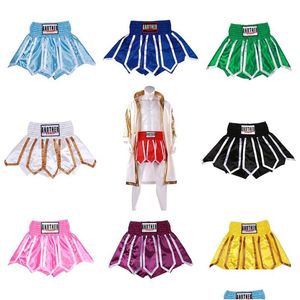 Boxing Trunks Muay Thai Shorts Lotus Tassels Kick MMA Woman Kids Mens Kickboxing Pantals Short Sports BJJ Grappling Fight Wear Drop de Otb9s