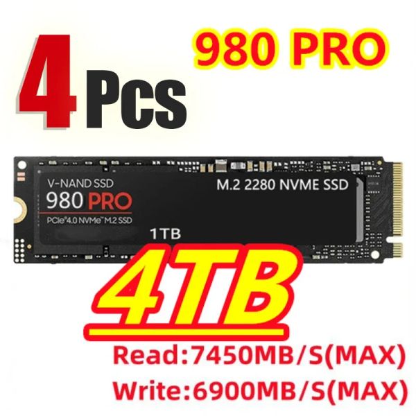 Boîtes 1/2/3 / 4pcs 4TB 980 Pro SSD NVME M.2 2280 PCLE4.0x 2TB Disque dur de disque dur de disque dur à l'état solide PS5 PS5 PC5