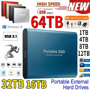 Boîtes 1 To du disque dur externe Portable SSD 2TB Solide externe Drive USB 3.1 / TYPEC Disque dur stockage haut de gamme pour PC / Mac / Téléphone
