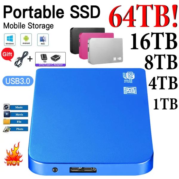 Cajas 1 TB SSD SSD Portable Portable Hard Drive USB3.1 HDD SSD 500GB SSD Portable Portal de alta velocidad Disco duro móvil para Xiaomi para laptop