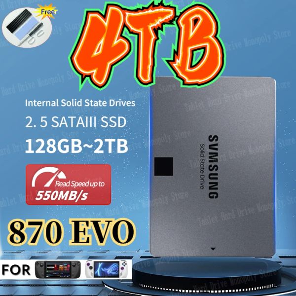 Boîtes 4TB 2TB SSD Drive à solide interne 870 EVO 1TB DISCO DURO SSDS 2,5 pouces SSD SATA III Disque dur HDD pour ordinateur portable PC PS5