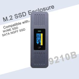 Boxs 9210B M.2 NVME/SATA NGFF SSD Bekleding Adapter Screen Display, USB 3.2 Gen2 M2 Case, Boitier Externe, Aluminium externe lezer