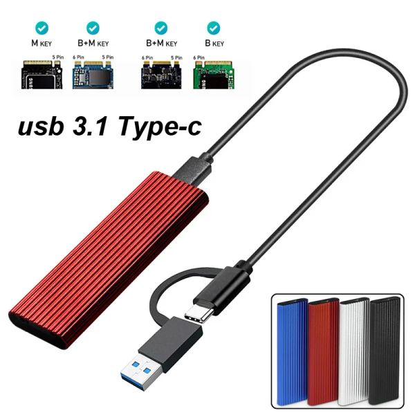 Boîtes double protocole M2 NVMe/NGFF SATA boîtier SSD 10Gbps boîtier disque dur M.2 NVME SSD vers USB 3.0/3.1 boîtier TypeA/C câble PCIe clé M/clé M + B