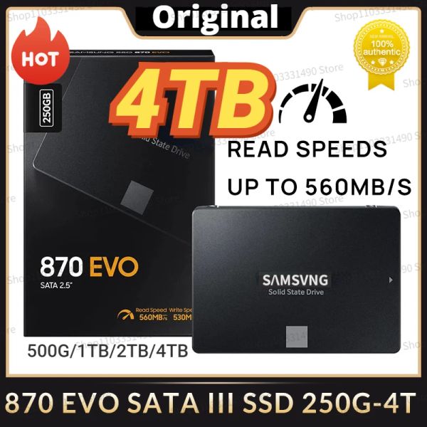 Cajas Hot 4TB SSD 870 EVO 250GB 500GB 1TB 2TB Disco duro Disco duro 560MB/S SATA3 2.5 pulgadas para computadora portátil PS5 computadora portátil Mini PC Computadora