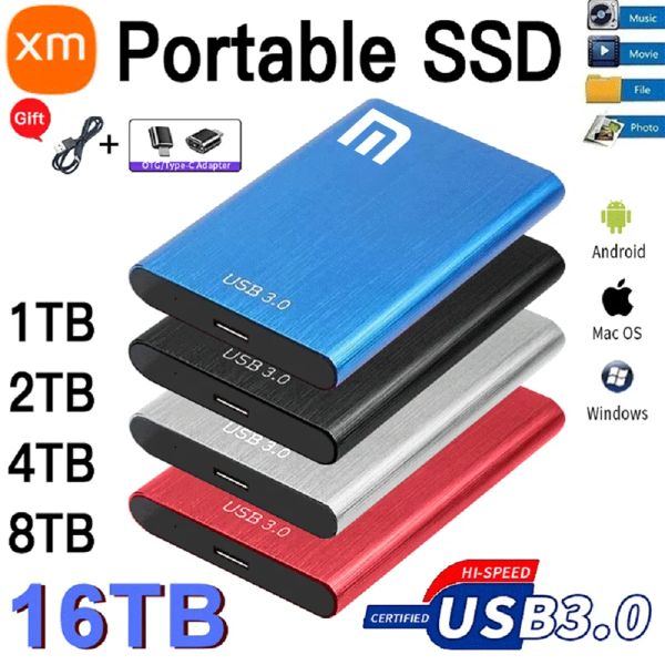 Boxs unidad de estado sólido móvil 1TB SSD portátil USB 3,0 disco duro externo 500GB disco duro de alta velocidad para Xiaomi para ordenador portátil Mac PC