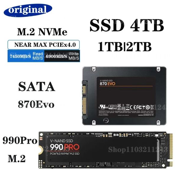 Boîtes originales 990pro 4TB 2TB M2 2280 SSD PCIE 4.0 NVME2.0 Disque dur interne à semi-conducteurs jusqu'à 7450 Mo / s pour PS5 Desktop ordinateur portable 870EVO