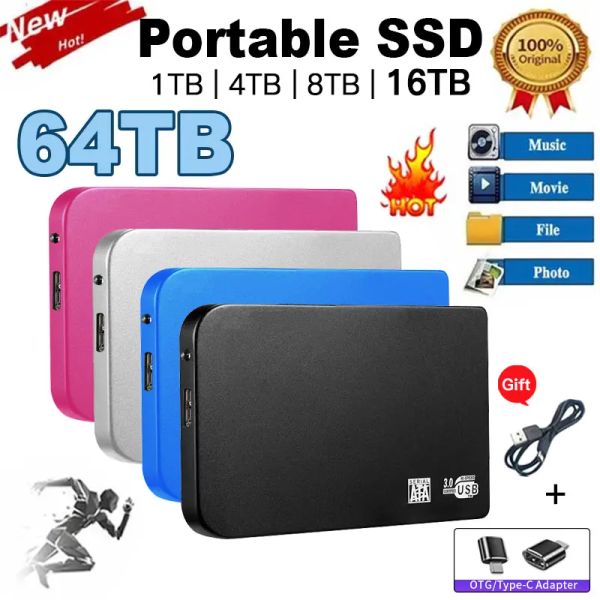 Boxs Disco duro externo ssd portátil de 1 TB USB 3,0 de alta velocidad Discos duros de almacenamiento externo de 2 TB Unidad de estado sólido M.2 para ordenadores portátiles/teléfonos