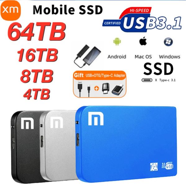 Boxs Portable SSD 1 to disque dur à semi-conducteurs haute vitesse disque dur Mobile USB3.0 HDD disques mobiles stockage de données pour Xiaomi pour PC