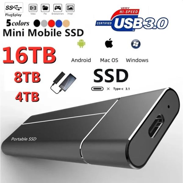 Cajas de disco duro SSD portátil, disco duro externo USB3.1, disco duro móvil de 64TB, 16TB, 8TB, interfaz de 4TB, unidad Flash USB para Ps4 y Ps5