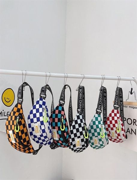 Boy Checkerboard sac à dos enfants beau tendance poitrine fille messager sac d'épaule messager bébé pièce fanny pack childrens jour cadeau 2207269325520