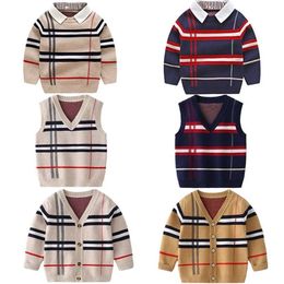 Jongen kleding herfst en winter warme pull shirt top lengte lange mouw latte trui meisje mode brei gentleman knitwear 1-8Y 2111201