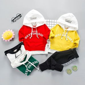 Jongen Kleding Sets Baby Hooded Sets Infant Letter Hoodie Kinderkleding Toddler Boys Splice Outfits