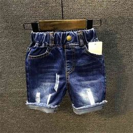 Jongen denim shorts jeans zomer stijl's slipje gat casual baby meisje kinderen korte zachte broek 210723