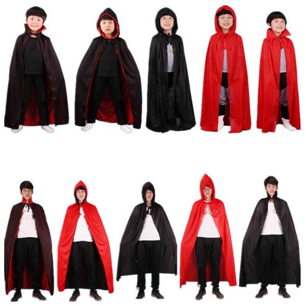 Niño niña adultos niños diablo vampiro capa rendimiento capa mascarada cosplay disfraces accesorios fiesta de cumpleaños regalo Halloween Q0910