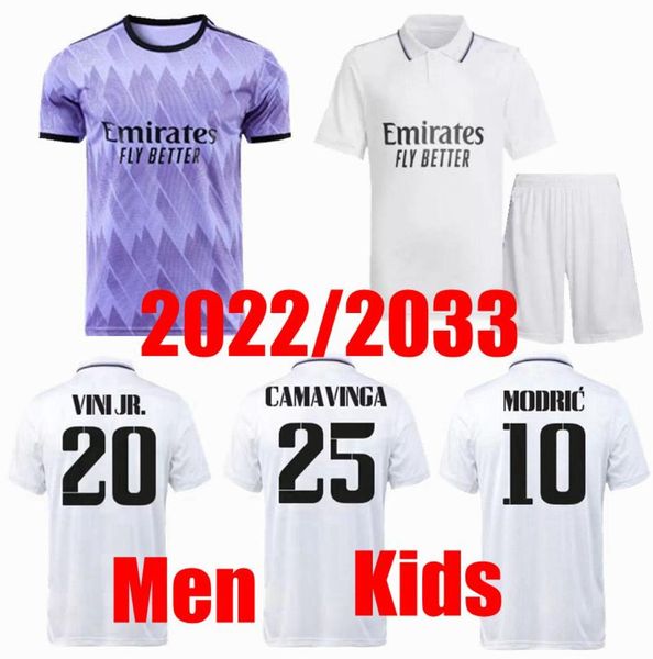 Kit de niños para niños Camiseta de fútbol de BENZEMA 22 23 Camiseta de fútbol juvenil VINI JR CAMAVINGA ALABA HAZARD ASENSIO MODRIC KROOS VALVERDE REAL MA1045505