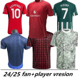 24 25 Pre-Match Sancho Soccer Jerseys Mount Bruno Fernandes Rashford Football Shirt Fans Men Kids Kit Martinez Casemiro Antony Garnacho Weghorst Player-versie