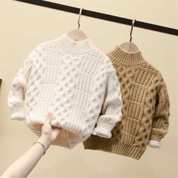 Sweaters van de jongen Solid Full Herfst en Winter Kinderkleding Koreaanse Pullover Bottoming Sweater 3-12 jaar oude kinderen 211201