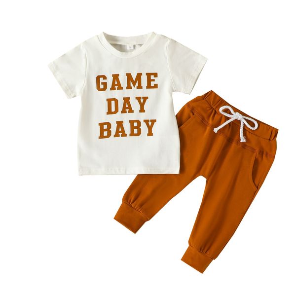 Boy Set Kids Toddler Boys Letters Imprimez Baby T-shirt Shorts Sleeves Tops Flare 3 6 mois Boys Five Year Boys Summer Vêtements