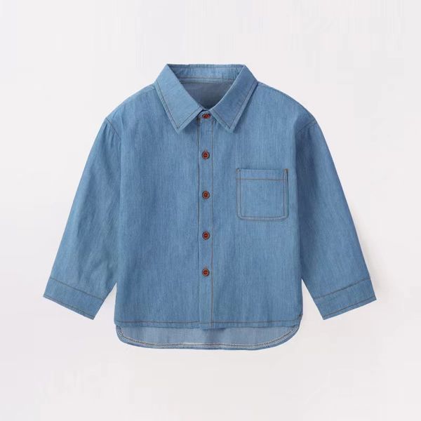 Garçon chemise vêtements hiver robe enfant mode jeans chemises bleu couleur concepteur bébé fille tenues vêtements en gros 2024